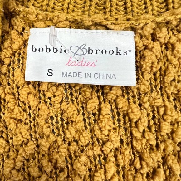 Bobbie Brooks Women's Open Front Popcorn Knit Cardigan Mustard Size Small - Picture 8 of 8
